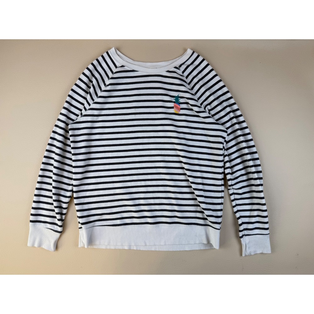 Coastal Striped Sweatshirt Embroidered Pineapple Size M Old Navy